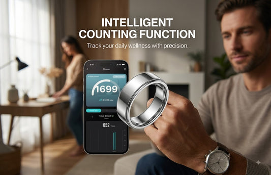 GENZEE Smart Health Ring - Fitness Tracker, Steps, Calories & Time Display