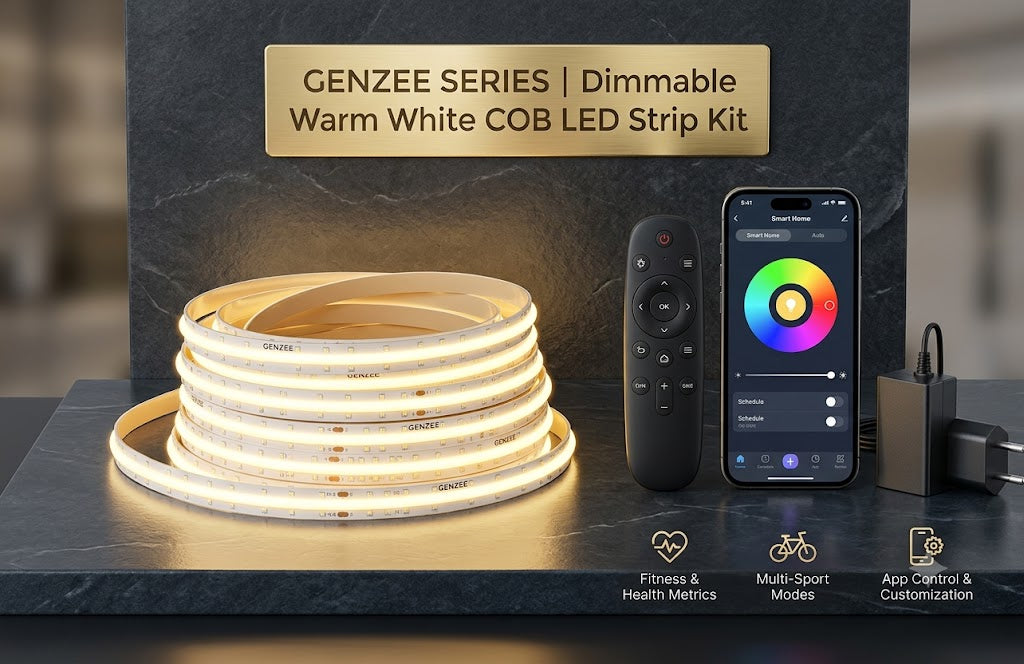 GENZEE Series Dimmable Warm White COB LED Strip Light Kit