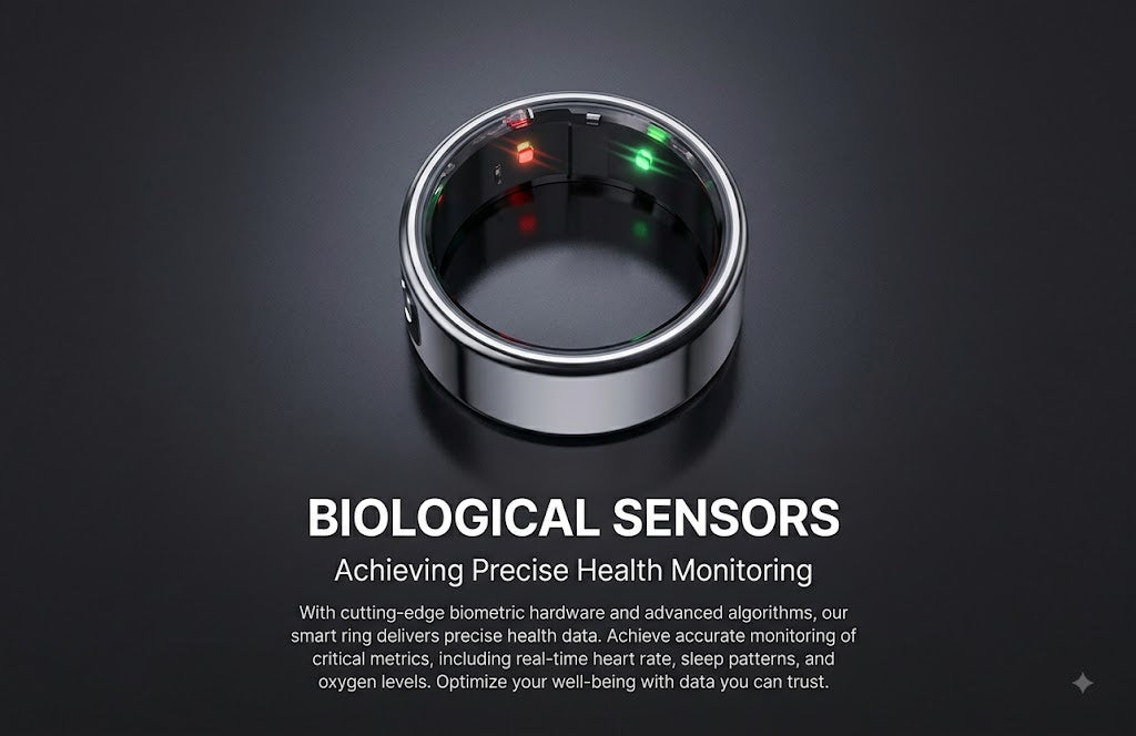GENZEE Smart Health Ring - Fitness Tracker, Steps, Calories & Time Display