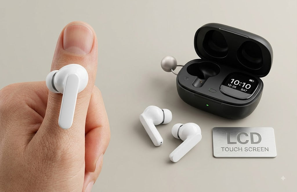 Smart LCD Touch Screen Wireless Earbuds with Multifunctional Display