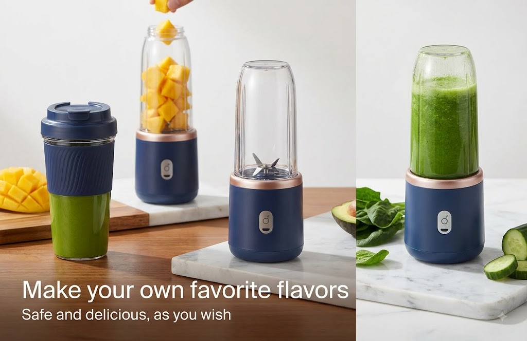 Portable USB Rechargeable Mini Juice Blender for Smoothies & Shakes