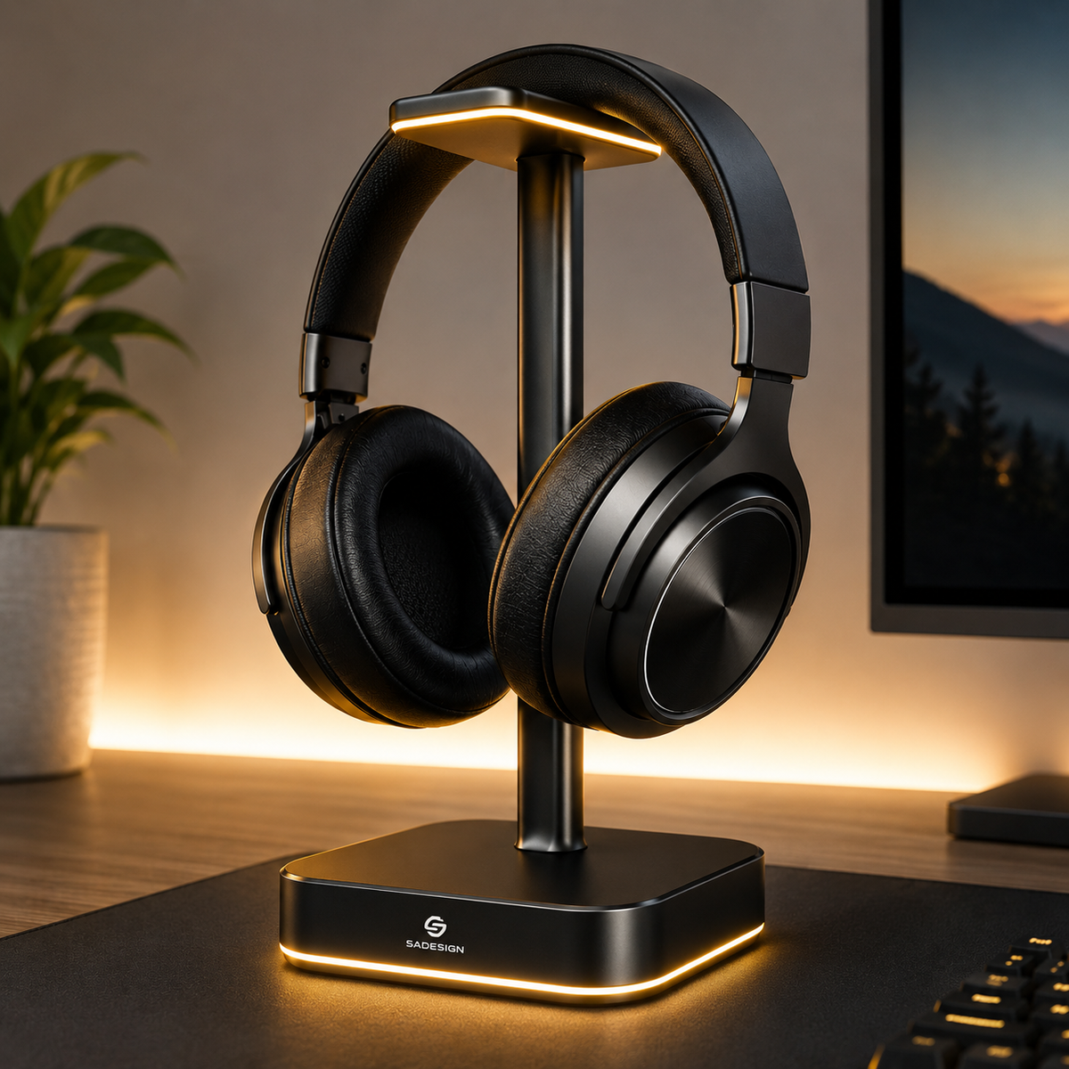 3D-Printed Gaming Controller Stand with Neon Accents – RGB Desk Display