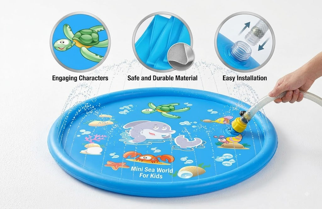 Kids Outdoor Water Splash Pad & Sprinkler Play Mat