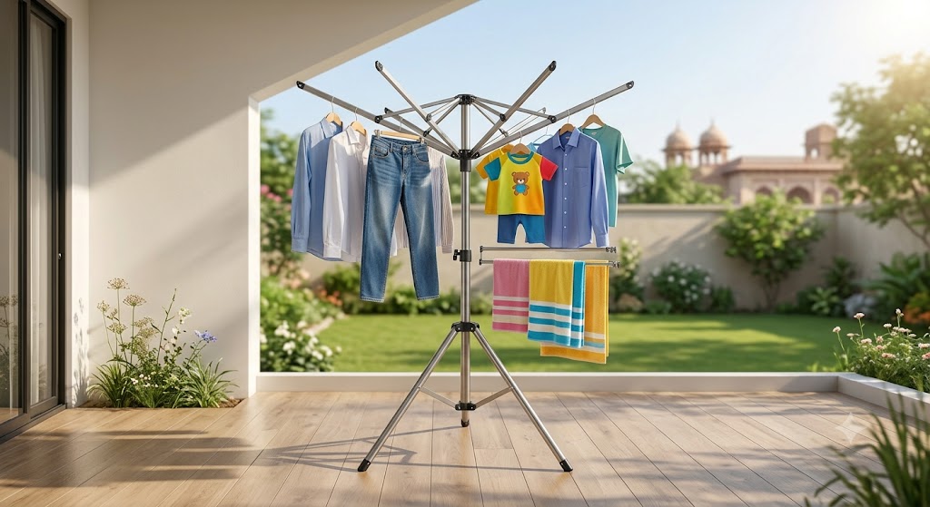 8-Arm Foldable Octopus Clothes Drying Rack - Space Saving Indoor & Outdoor