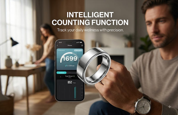 GENZEE Smart Health Ring - Fitness Tracker, Steps, Calories & Time Display