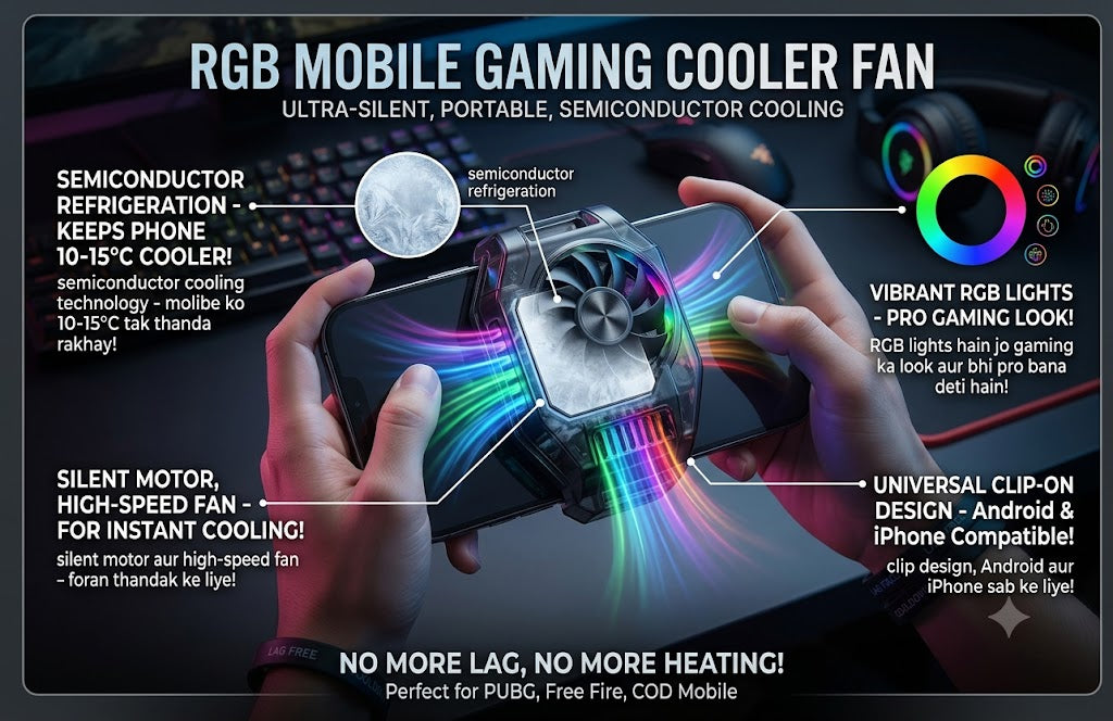 RGB Mobile Gaming Cooler Fan | No More Lag, No More Heating