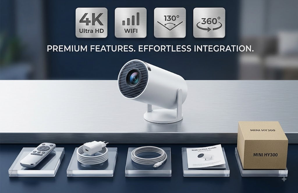 GENZEE Mini Portable Projector - Wired Screen Mirroring for Mobile, HD Home Cinema