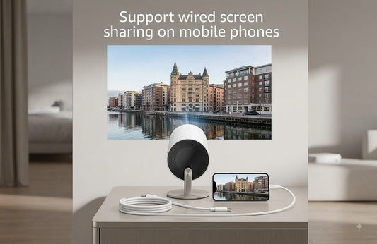 GENZEE Mini Portable Projector - Wired Screen Mirroring for Mobile, HD Home Cinema