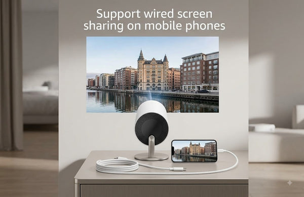 GENZEE Mini Portable Projector - Wired Screen Mirroring for Mobile, HD Home Cinema