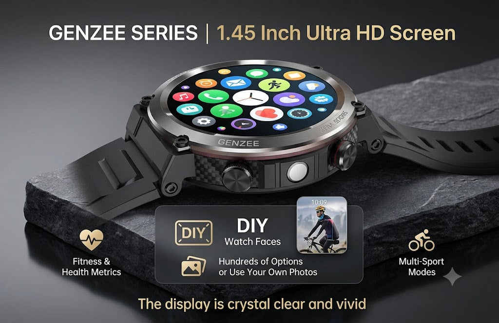 GENZEE Pro Sports Fitness Smartwatch - GPS Tracker, Heart Rate & 7-Day Battery