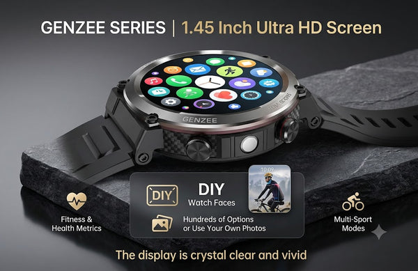 GENZEE Pro Sports Fitness Smartwatch - GPS Tracker, Heart Rate & 7-Day Battery